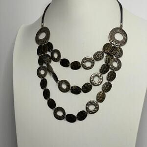 Chico's tribal necklace mixed metals disks trendy versatile costume jewelry